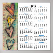 Wandkalender-Plakat der Herz-2012