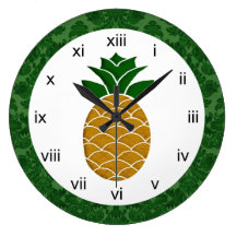 Wanduhr mit eleganter Ananas und Damast