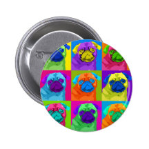 Warhol inspirierte Mops-Knopf Button