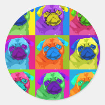 Warhol inspirierte Mops-Kreis-Aufkleber
