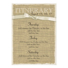 Warm Burlap and Bow Itinerary Announcement