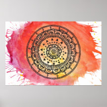Warmes Sun-Mandala-Plakat