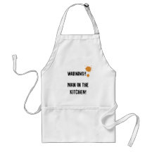 Warnen, Mann in der Küche Schürzen