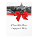 Wash DC Skyline Etched BW Red Engagement Party einladungen