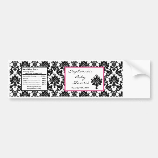 Wasser-Flaschen-Aufkleber-Pink-Schwarz-Damast Autosticker