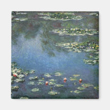 Wasser-Lilien, Monet, Vintage Impressionismus-Blum Kühlschrankmagnet