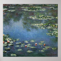 Wasser-Lilien, Monet, Vintage Impressionismus-Blum Posterdrucke