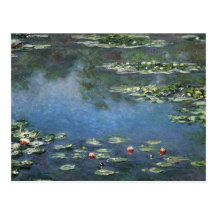 Wasser-Lilien, Monet, Vintage Impressionismus-Blum Postkarten