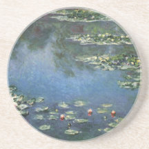 Wasser-Lilien, Monet, Vintage Impressionismus-Blum Untersatz