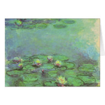 Wasserlilien durch Monet, Vintager Blumenimpressio Grußkarte