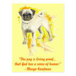 Watercolor-Mops-Kunst Postkarte
