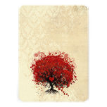 Wedding die Herz-Blatt-roter Baum-Vintagen Vögel l Ankündigungskarte
