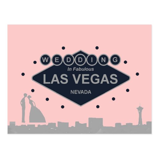Wedding in Las Vegas mit Silhouette-Braut u. Bräut Postkarten