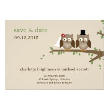 /Wedding-Mitteilungen der Liebe-Eulen Save the Dat Individuelle Ankündigungskarte