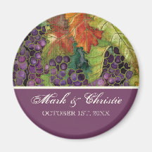 Wedding Save the Date Magnet-Herbst-Trauben-Blatt Kühlschrankmagnet