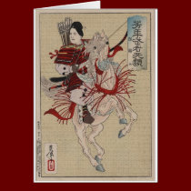 Weibliche Samurais auf Pferd in der Rüstung circa  karten
