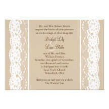 Weich beige und Vintage Spitze-Hochzeits-Einladung