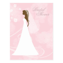 Weiche rosa elegante BlumenBrautpartypostkarte