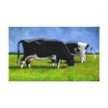 Weiden lassende Holstein-Kühe: Ursprüngliche Paste Gespannte Galeriedrucke