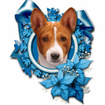 Weihnachten - blaue Schneeflocke - Basenji Photo Figur