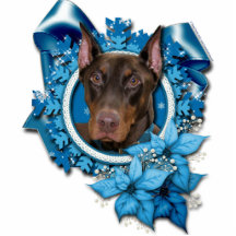 Weihnachten - blaue Schneeflocke - Dobermann - fel Photostatuen