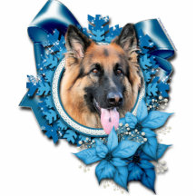 Weihnachten - blaue Schneeflocke - Schäferhund-Mög Photoskulptur