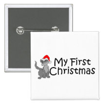 Weihnachten mein erstes Weihnachten (Miezekatze) Anstecknadelbutton
