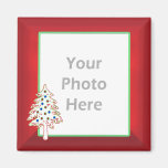 Weihnachtsbaum auf Rot (Fotorahmen) Kühlschrankmagnet