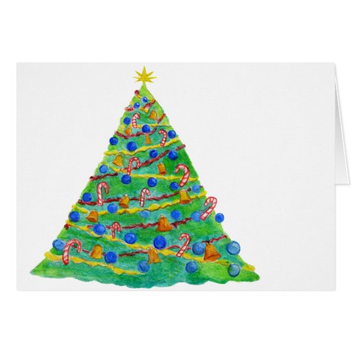 Weihnachtsbaum-Hand gezeichnet und gemalt Karten | Zazzle