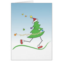 Weihnachtsbaum-Läufer-Karten mit Gruß nach innen