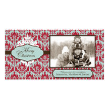 Weihnachtsbrokat-Retro Foto-Karte Fotogrußkarten