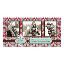 Weihnachtsbrokat-Retro Foto-Karte Personalisierte Foto Karte