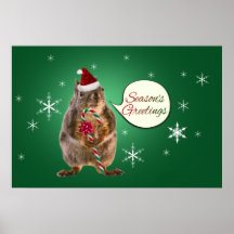 Weihnachtseichhörnchen mit Schneeflocken Plakatdruck