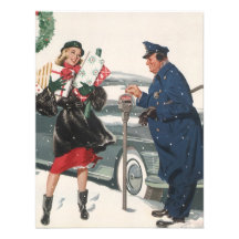 Weihnachtseinkaufen; Polizist, der das Meter fütte Personalisierte Ankündigungskarten