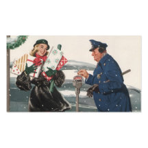 Weihnachtseinkaufen; Polizist, der das Meter fütte Visitenkartenvorlagen