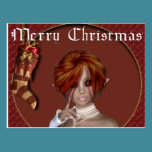 Weihnachtself - Redhead Design1 - Fantasie-Postkar postkarten