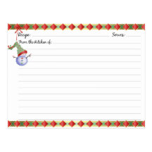 Weihnachtsfeiertags-Rezept-Karten Postkarte