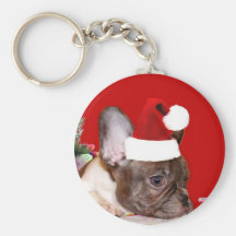 Weihnachtsfranzösische Bulldogge keychain Schlüsselanhänger