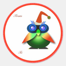 Weihnachtsgeschenk-Umbauten: Eule Runde Aufkleber