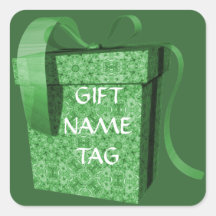 Weihnachtsgrüne Geschenkbox-Band-Namensschild-Aufk
