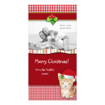 Weihnachtskätzchen-Katzen-Gingham-Karo-Foto-Karte Photokartenvorlage