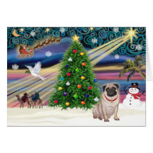 Weihnachtsmagischer Pug (Kitz) Grußkarten