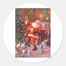 Weihnachtsmann auf der Nacht vor Weihnachten Runder Sticker