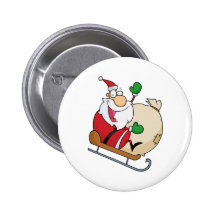 Weihnachtsmann auf Pferdeschlitten Anstecknadelbuttons