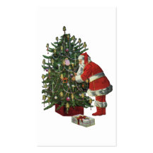 Weihnachtsmann, der Kerzen auf dem Weihnachtsbaum  Visitenkarte