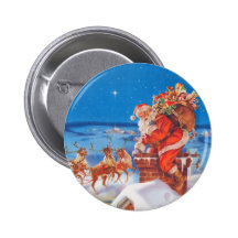 Weihnachtsmann geht den Kamin hinunter Buttons
