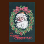 Weihnachtsmann im Stechpalmen-Kranz poster