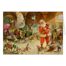 Weihnachtsmann in den Nordpol-Ren-Ställen Karten