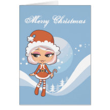 Weihnachtsmann-Mädchen Grußkarten