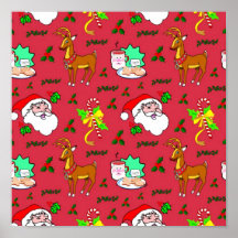 Weihnachtsmann - Ren u. Zuckerstangen Poster